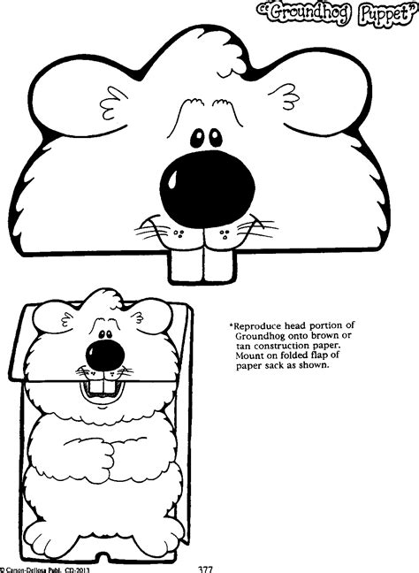 Groundhog Puppet Template